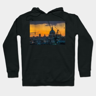 Sunset over St Paul's Cathedral with cranes Hoodie